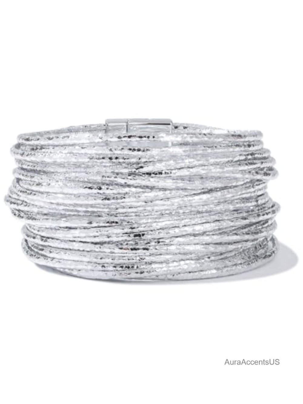 Layered Leather Wrap Bracelet Boho Chunky Stackable Bangle Magnetic Clasp